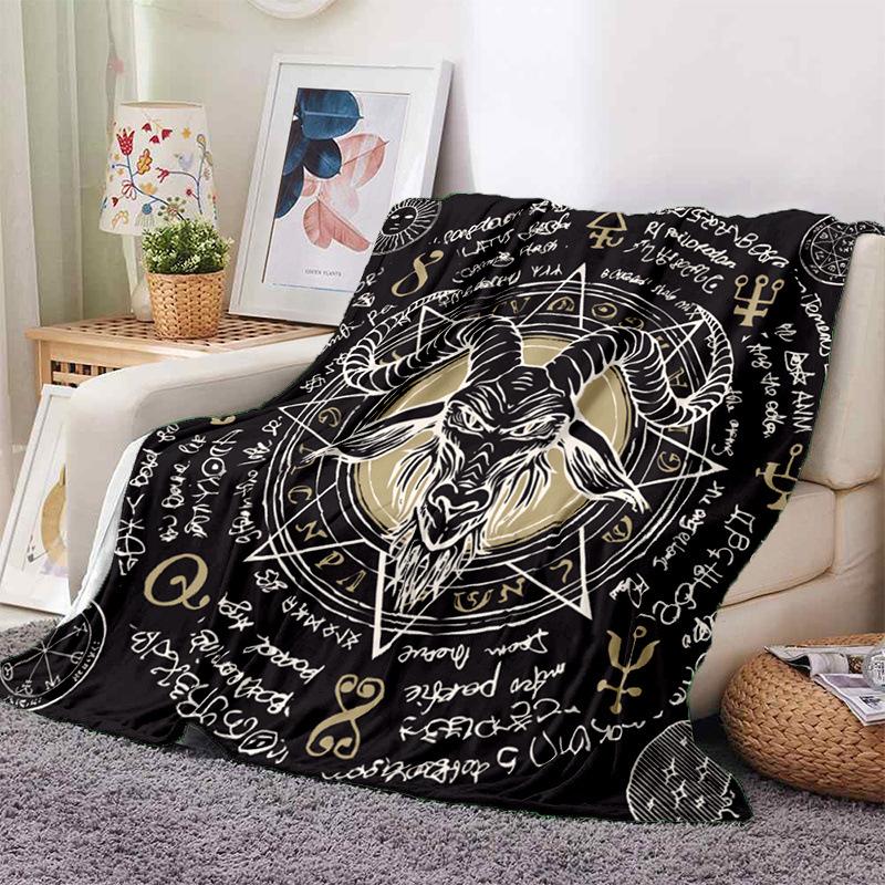 Gothic Satan Devil Mystery Printed Blanket Halloween Flannel Blanket All Seasons Universal Office Sofa Blanket