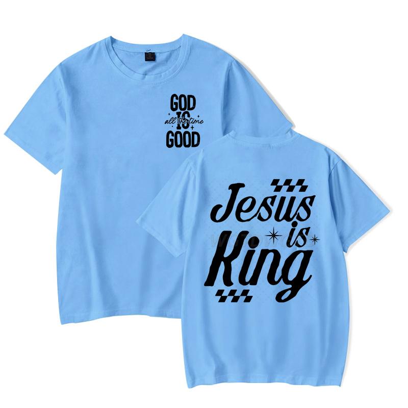 Gift for Christian Tshirt Unisex Women Jesus Is King Graphic Tee Crew Neck Fashion Summer Tops Jesus Religious Faith Based TShirt