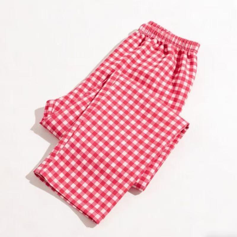 Girly Dopamine Blue Plaid Pants Women's Summer Thin Loose Straight Wide-leg Pants Lazy Casual Yamamoto Pants