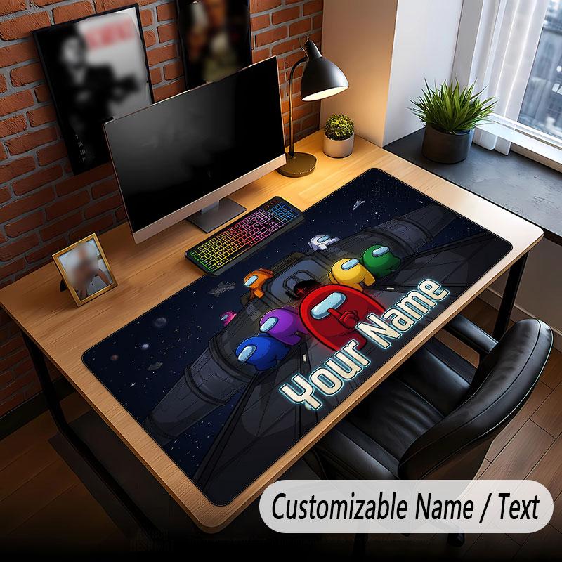 Custom Name Text Big Mouse Pad,Among Us Soft Non Slip Extended Desk Mat For Home Office