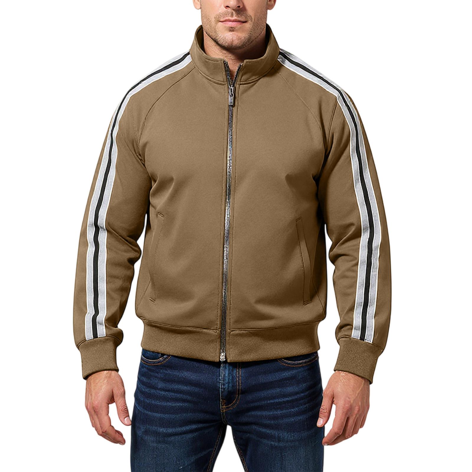 

Мужская повседневная толстовка-куртка с воротником-стойкой на молнии для спорта XL кофейный