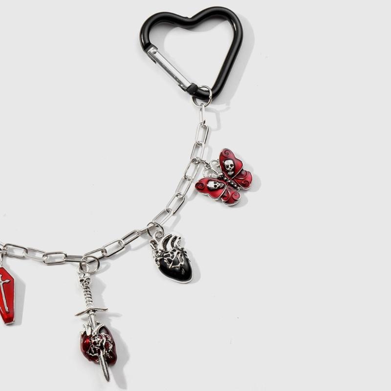Bag Charm Handbag Chain Decoration for Women Gothic Punk Devil Eye Butterfly Tassels Pendant Accessories for Purse Chain