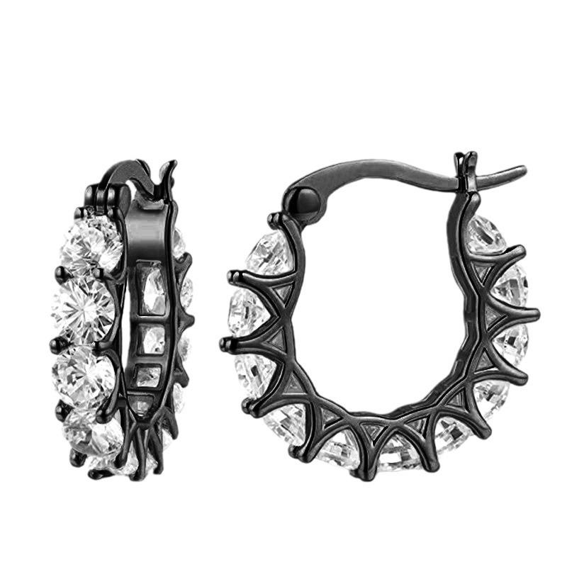 New French Full Zircon Lace Earrings U-shaped Earrings, Fashion Ins Style Earrings for Women