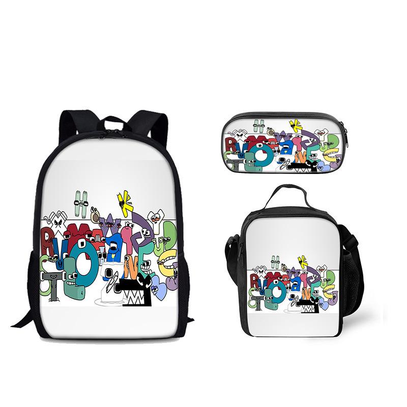 Classic Popular Funny Alphabet Lore 3D Printed 3pcs/Set pupil School Bags Laptop Daypack Backpack Lunch bag Pencil Case