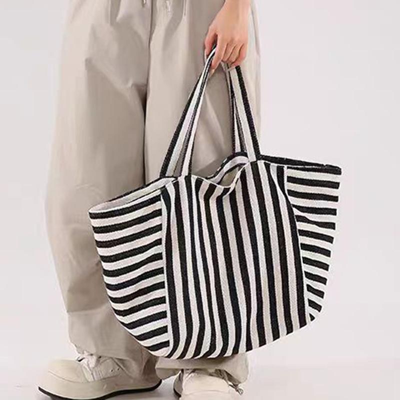 Korean Version Large Capacity Tote Bag New Fashion Striped Tote Bag Shoulder Bag