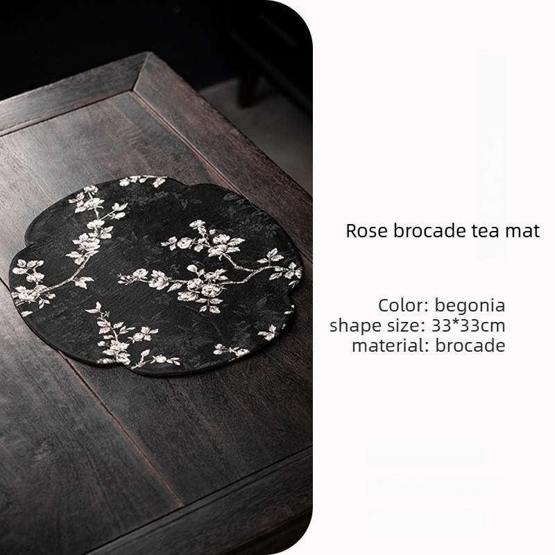 Chinese Brocade TeaTable Mat Traditional Zen Coaster Heat Insulation Pad for Teapot Cup Tea Ceremony Decor Gift Home Accessories