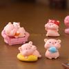 Pack of 6 Cartoon Pink Pig Statues Miniatures for Car Dashboard and Home Decors top sale