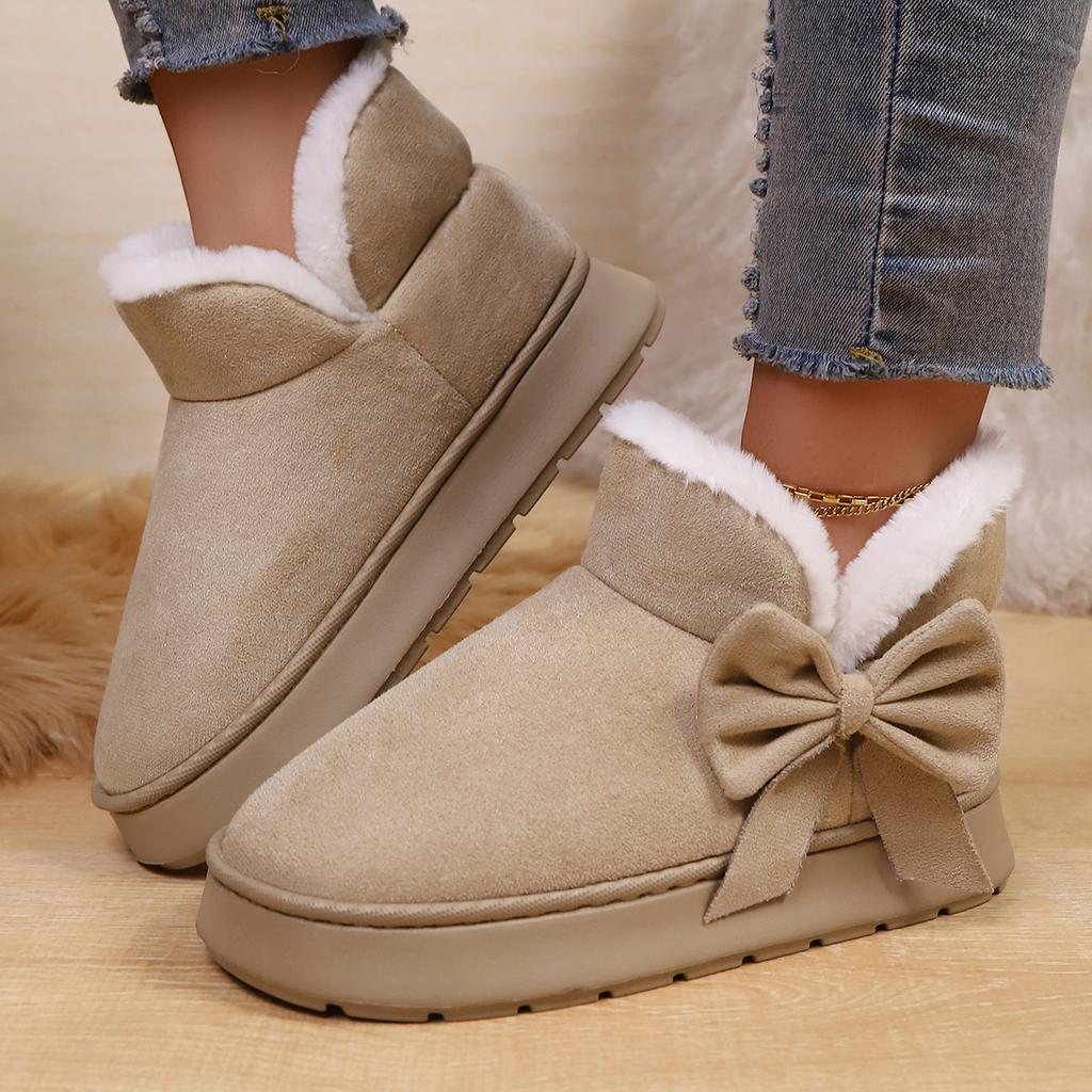 Women's Winter Bow Warm Snow Boots Indoor Slippers