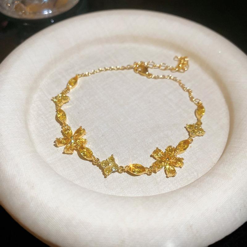 Zircon flower water drop exquisite fashion adjustable bracelet light luxury high sense bracelet personality elegant versatile jewelry
