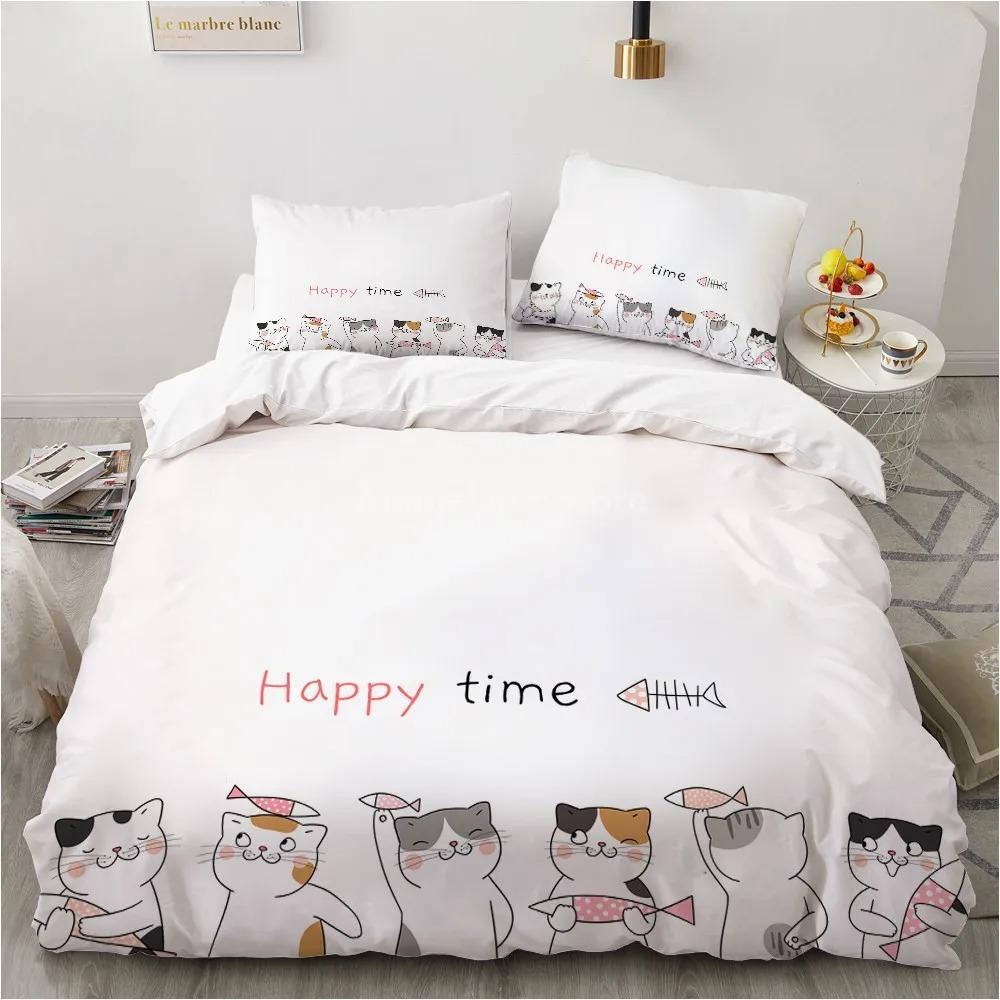Cartoon Love Cats Bedding Set Animal 3d Bed Linen Quilt Duvet Cover Sets Home Textile Decor Twin Single Queen King Size Fashion