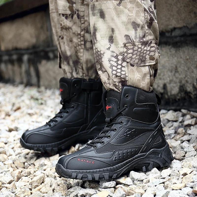 Men Tactical Boots Waterproof Hunting Hiking Shoe Lace Up Motorcycle Brand Size Plus Desert Unisex Army Boot Male Climbing Shoe