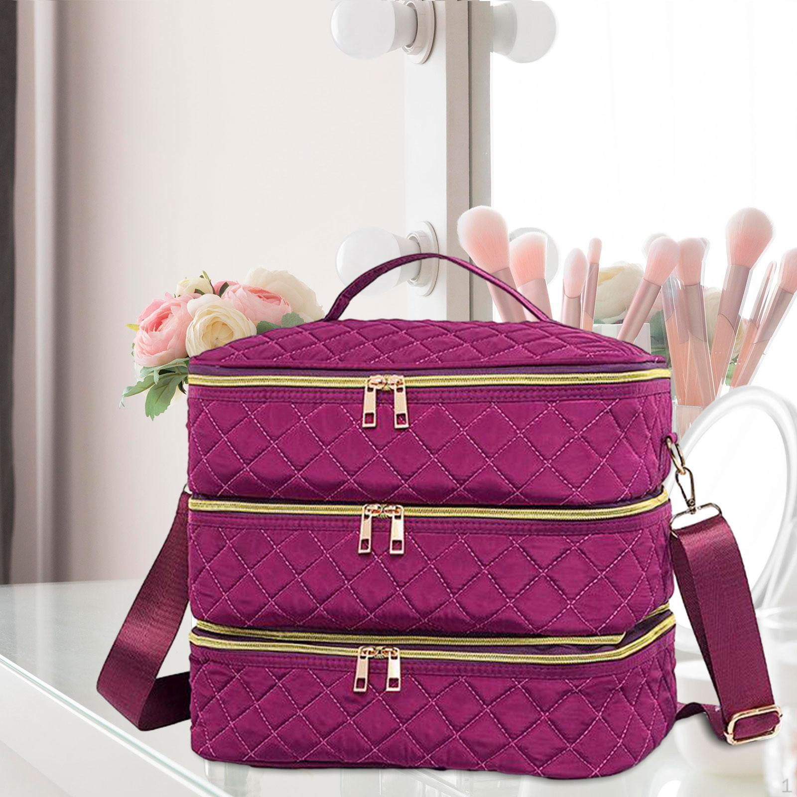 

Сумка для переноски косметики, портативная вмещает 80 флаконов, органайзер для лака для ногтей фиолетовый