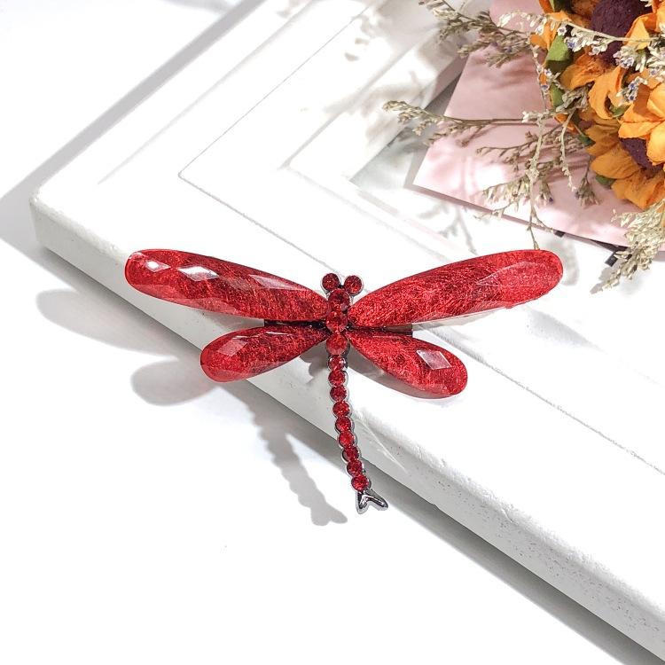 Creative and literary simplicity Crystal Dragonfly brooch Femininity versatile personality pin Silk scarf buckle Retro suit accessories
