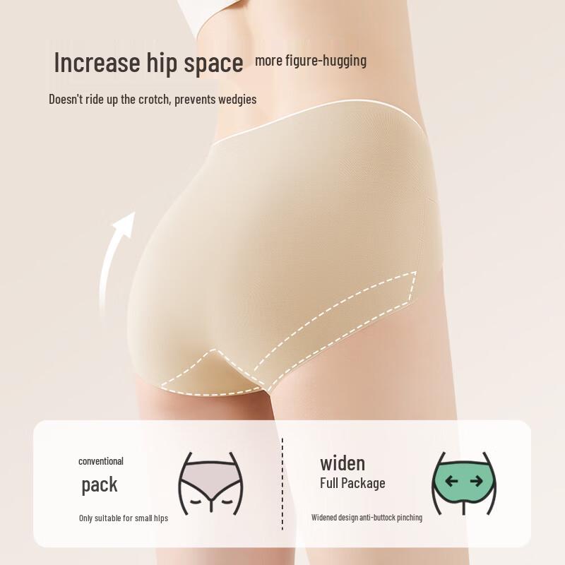 Mei Ya Ting Women's High-Waist Tummy Control Seamless High-Cut Briefs 3-Pack