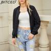 BITCED Frühlings-/Herbst Leichte Fliegerjacke Damen Lässiger Langarmmantel Locker sitzend Stehkragen Baseballjacke