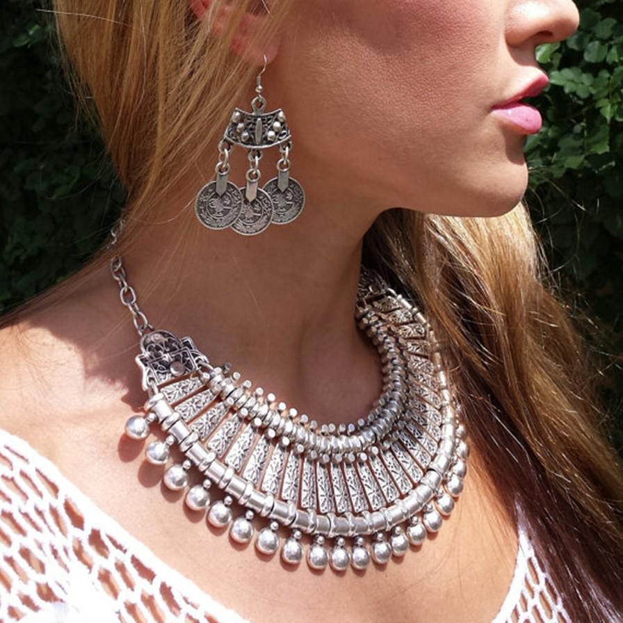 European Retro Coin-Style Half-Round Gold Silver Alloy Necklace