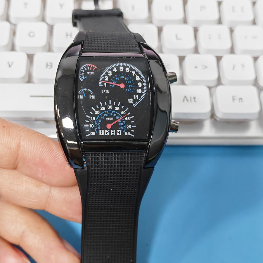 Fashion Men's Sports Wristwatch Set Racing Dashboard Dial Design LED Electronic Watch Creative Digital Watch Clock for Male Teen