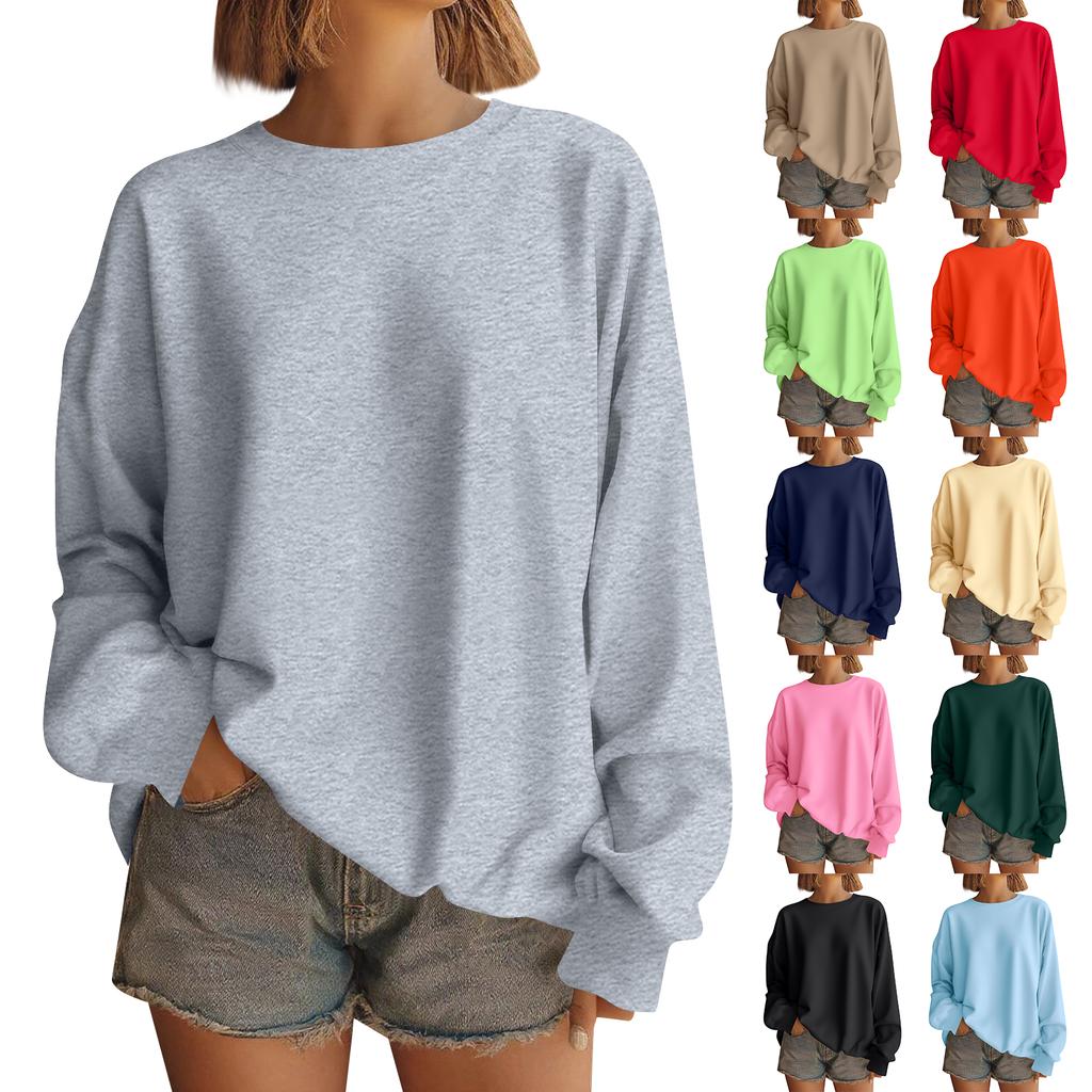 Women  Tops Women's Long Sleeve Sweatshirt Casual Crewneck Loose Fit Pollover Fleece Tops