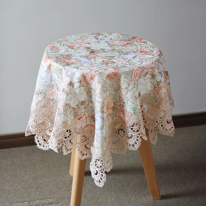 

European-Style Tablecloth Fabric Cotton and Linen Small Fresh Tablecloth Rectangular Coffee Table Cloth Square TV Cabinet Cover Towel Lace 2836-3 55*55cm