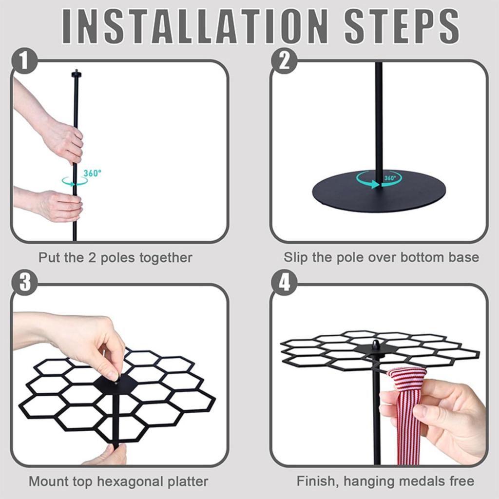 Drehbarer Medaillenaufhänger Desktop Medaillen-Präsentationsständer Multifunktionaler Metall-Medaillenaufhänger Desktop Medaillen-Aufbewahrungsständer