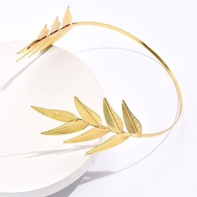 Corona a foglia inossidabile lucido squisito colore solido copricapo da sposa accessori per abiti da sposa regina tiara corona copricapo da donna
