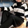 2ks/set Dámské zimní teplákové soupravy 2dílné Kalhotové kostýmy Pletený proužkovaný svetr a kalhoty 2dílná sada Outwear Outwear