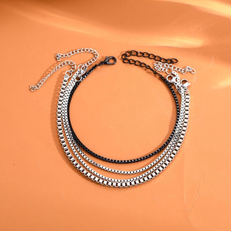 4Pcs/Set Stainless Steel Adjustable Box Chain Bracelets For Men Simple Vintage Silver Color Cuban Bangle Sets Party Jewelry Gift