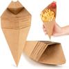 20Pcs Kraft French Fries Cone With Dipping Cup Disposable Triangular French Fries Holder Joint Snack Chicken Nuggets