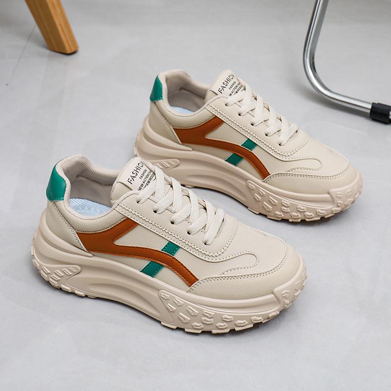 Women's Platform Sneakers Anti-Slip Comfort PU Leather Casual Walking Shoes Breathable Chunky Lace-Up Running Sneakers Female Tennis Shoes Dad Shoes