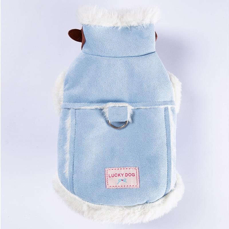 Thickened Dog Coat with Winter Fleece Lining Pet Cotton Jacket for Small To Medium Dogs Warm Two-Legged Clothes