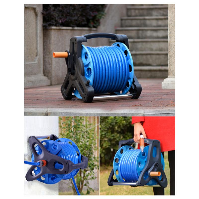 Garden Hose Reel Holder Hand Crank Hoses Reels Rack Water Pipe Storage Cart Winding Tool Rack Garden Storage Tools Supplies