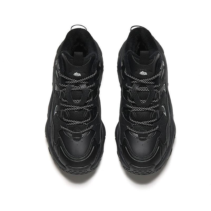 Anta Starry Comfort Fleece Non-Slip Wear-Resistant Warm Low-Top Dad Shoes Men sneaker Silver Black 912448902-4