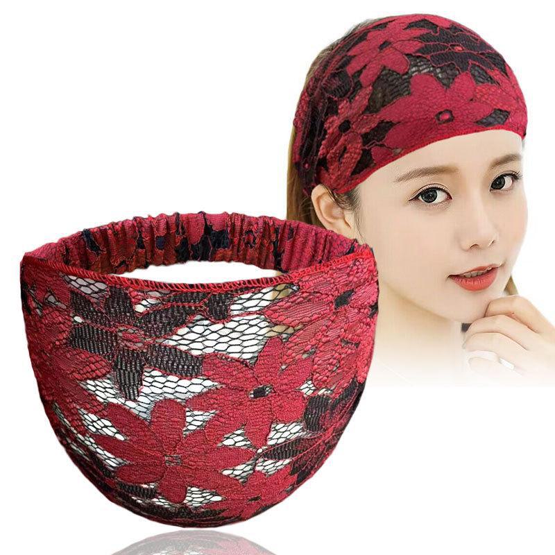 

Кружевная широкая белая повязка на голову: Корейский ретро-стиль, простой летний женский головной убор вино красного