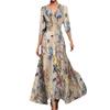 Sommer-Polyester 3D-Effekt-Print V-Ausschnitt Midi-Kleid für Büro-Chic-Frauen