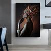 African Woman Indian Headband Portrait Canvas Painting Posters and Prints Scandinavian Wall Art Picture for Living Room
