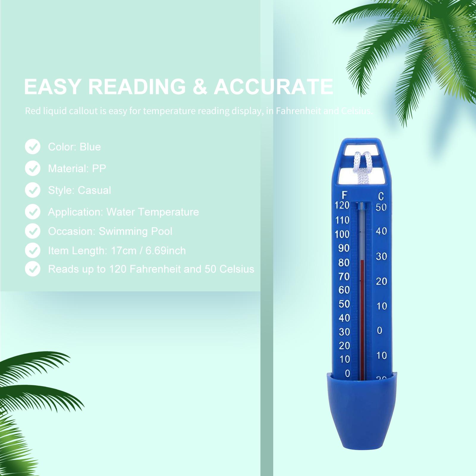 

Floating Pool Thermometer Water Temperature Thermometers with String Rope for Outdoor Indoor Swimming Pools Spas Hot синий
