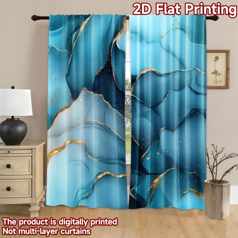 1pc 2D flat Photography Backdrop Popular Photography Scene Banner Blue Gold Fluid Swirls 100% Polyester Festive Backdrops