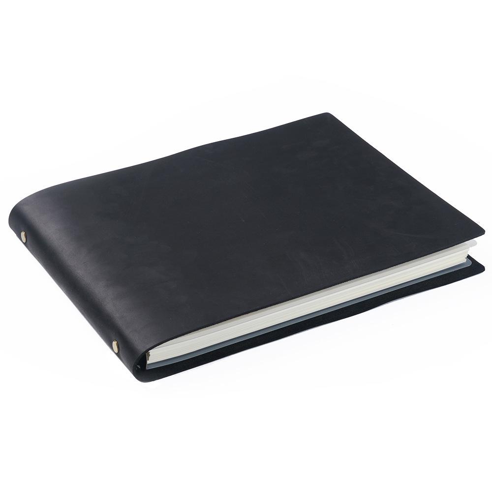 

Handmade A4 Horizontal First Layer Cowhide Notebook - Retro Sketch & Diary Book Blank Paper 80 Sheets