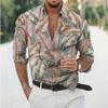 Men's Floral Printed Long Sleeve Shirts Casual Cardigan New Button Holiday Fashion Shirts