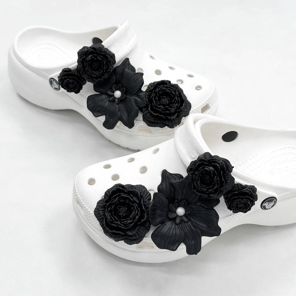 Bai Lu Bone White Clog Accessories: Detachable DIY Shoe Flower Bouquet