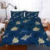3D Print Red Blue Black Shark Whale Duvet Cover with Pillow Cover High Quality Soft Comforter Cover Bedding 100% Bamboo Fiber