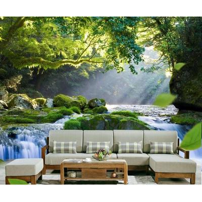 Papel tapiz de bosque 3D con paisaje de cascada, mural de pared para sala de estar, TV, sofá, dormitorio, decoración del hogar