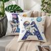 Astronaut Letter Print Pillow Cover Cosmic Space Theme Cushion Cover For Office Sofa Bedroom Living Room Home Decor Galaxy Style