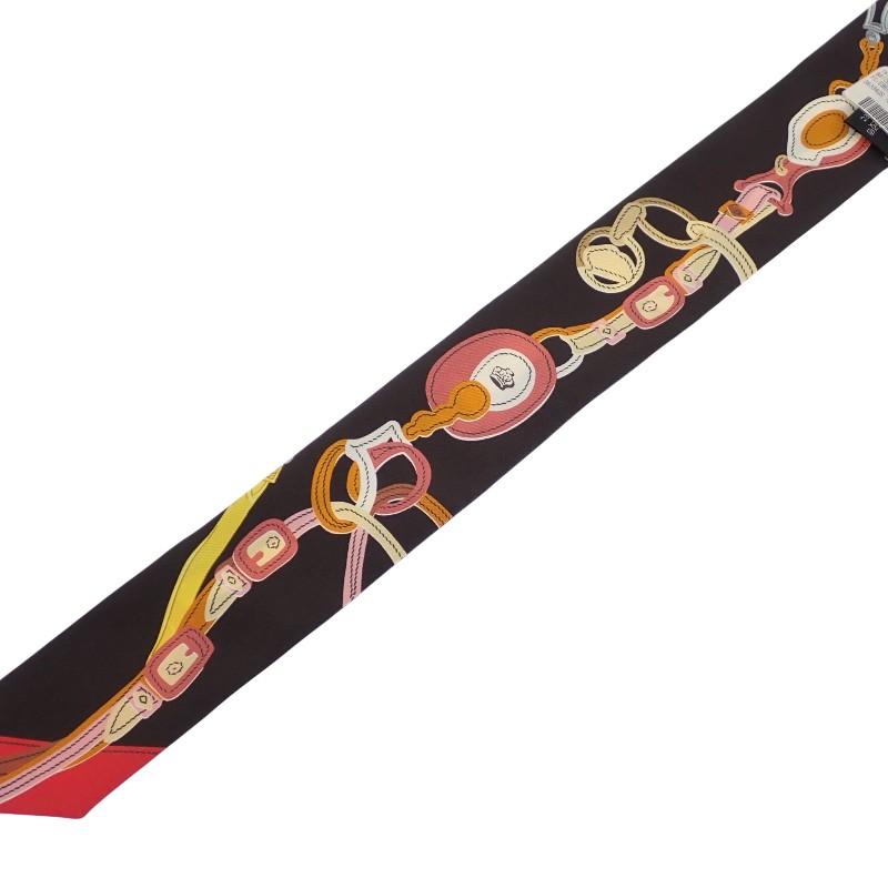 HERMES  063940S 12  Scarf Black/yellow Silk Women