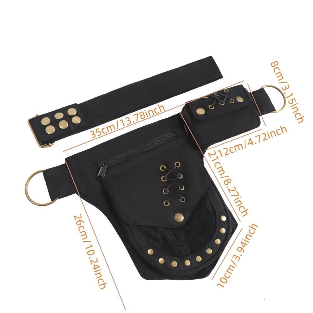 Vintage Design Brašna na nohu Telefonní taška Multifunkční Nýtovaná Hip Bum Bag Punkový Styl Pásové Ledvinky Neformální