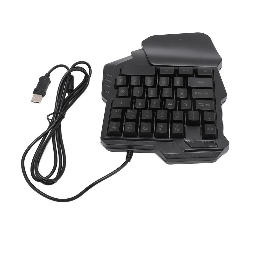 One Handed Gaming Keyboard 7 Color RGB Backlight Ergonomic 35 Keys Portable Mini Gaming Keypad with Wrist Rest for PC