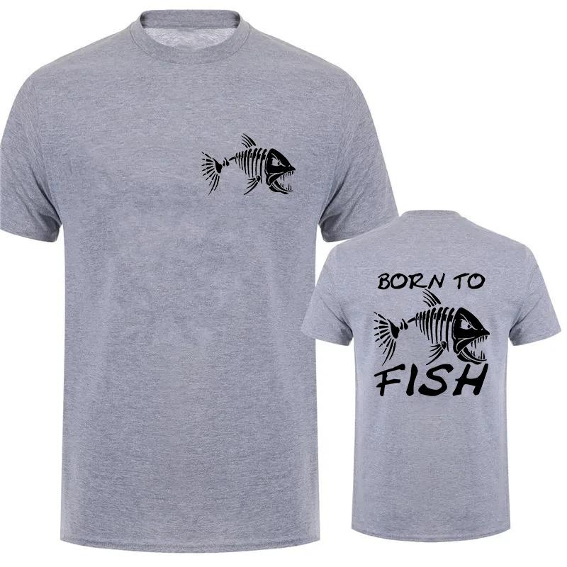 Geboren zum Angeln Lustiges Shirt Mode Angler T-Shirts Kurzarm Lustige Angelliebhaber T-Shirts Lässiges Sommer Herren Street T-Shirt