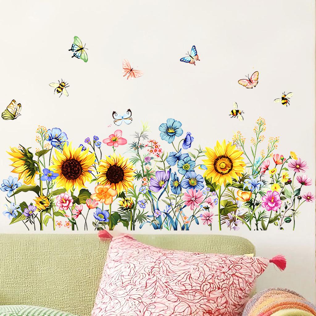 Butterfly and Flower Wall Stickers for Home Decor - Removable Vinyl Wall Art for Living Room Bedroom Hallway Entrance