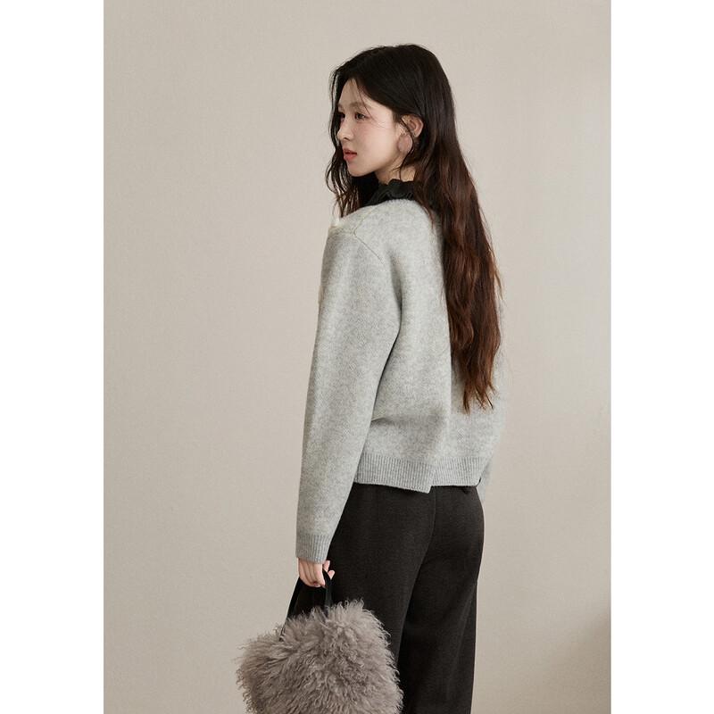 Women's Vintage 3D Floral Crocheted Fleece-Lined Knit Sweater