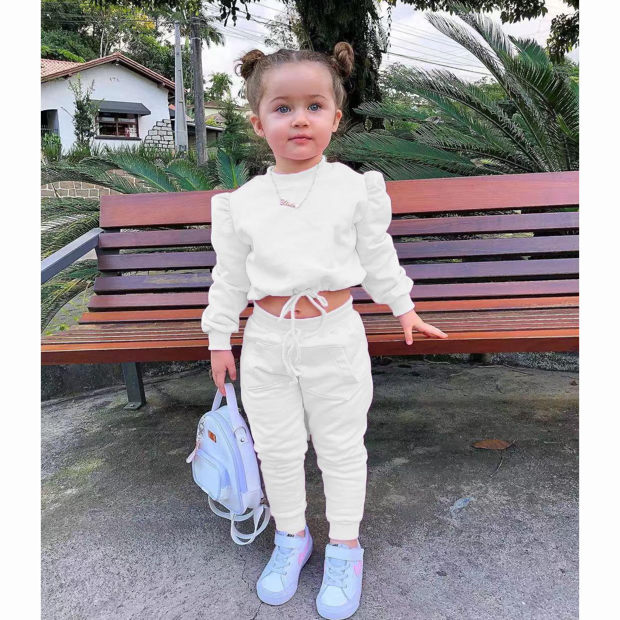 

Модный комплект из двух предметов для девочек, зеленый, белый, красный, розовый, однотонный, с длинным рукавом, для активного отдыха, осень, белый, светлый 130cm белый